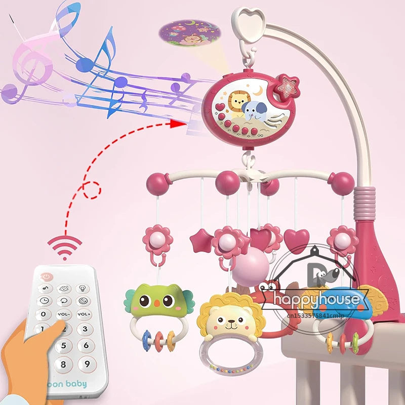 Muzikaal Babymobiel met Lichten & Projector | Afstandsbediening | Blauw & Roze