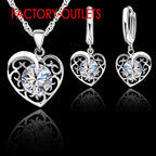 Fashion Jewelry Set 925 Sterling Silver CZ Crystal Heart Design Female Party Engagement  Wholesale All Compatible