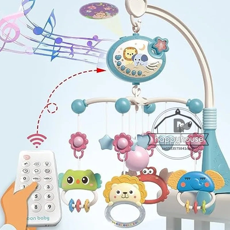 Muzikaal Babymobiel met Lichten & Projector | Afstandsbediening | Blauw & Roze