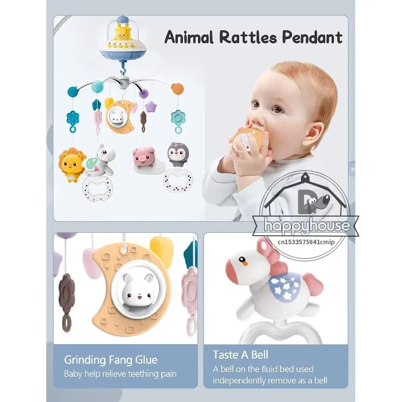 Muzikaal Babymobiel met Lichten & Projector | Afstandsbediening | Blauw & Roze