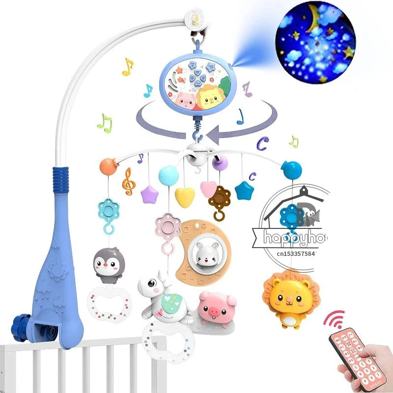Muzikaal Babymobiel met Lichten & Projector | Afstandsbediening | Blauw & Roze