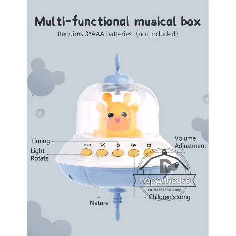 Muzikaal Babymobiel met Lichten & Projector | Afstandsbediening | Blauw & Roze