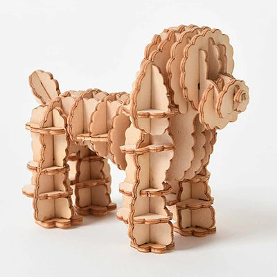 DIY 3D Wooden Puzzle Model Animal Montessori Toys for Children Crafts Dachshund Skeleton Assembly Gift Set for Kids Adults Teens
